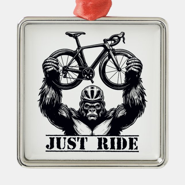 Radfahren nur mit dem Gorilla Ornament Aus Metall (Vorne)