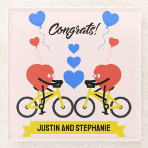 Radfahren paare romantische Hochzeit und Valentine Glasuntersetzer
