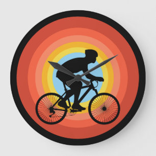 RADFAHREN SONNENUNTERGANG VINTAGE GROßE WANDUHR