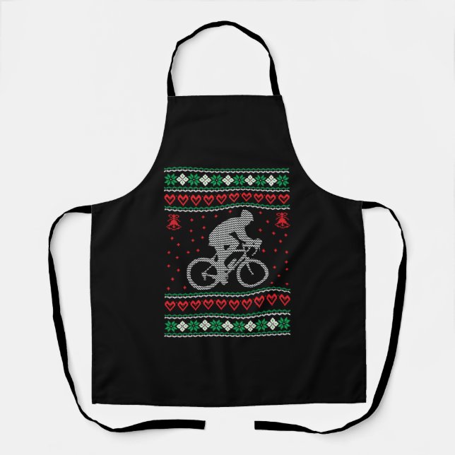 Radfahren Ugly Christmas Sweater Schürze (Vorderseite)