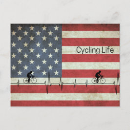 Radfahren, US Flagge Postkarte