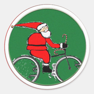 Radfahren Weihnachten Runder Aufkleber