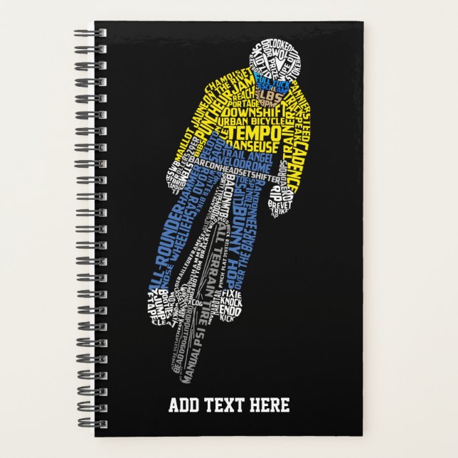 Radfahren Word Art Bicycle Planer (Vorderseite)