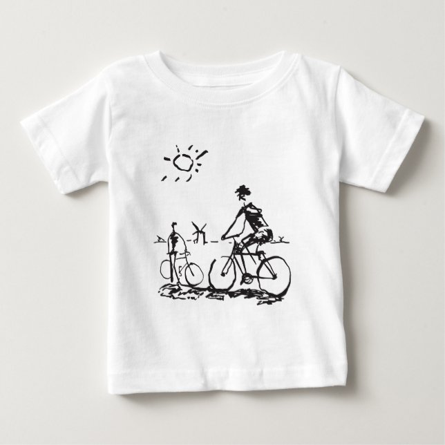 Radfahrende Fahrrad-Skizze Baby T-shirt (Vorderseite)