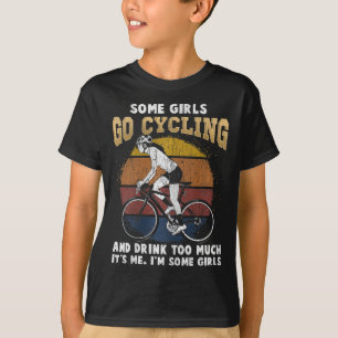 Radfahrende Frau Lustig Trinkende Fahrrad Frau T-Shirt