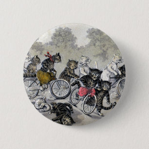 Radfahrende Katzen Button