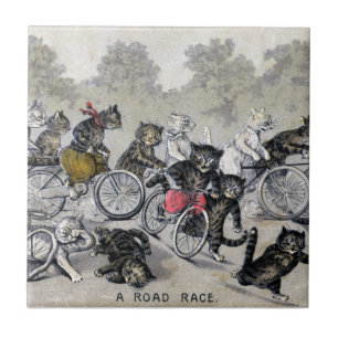 Radfahrende Katzen Fliese