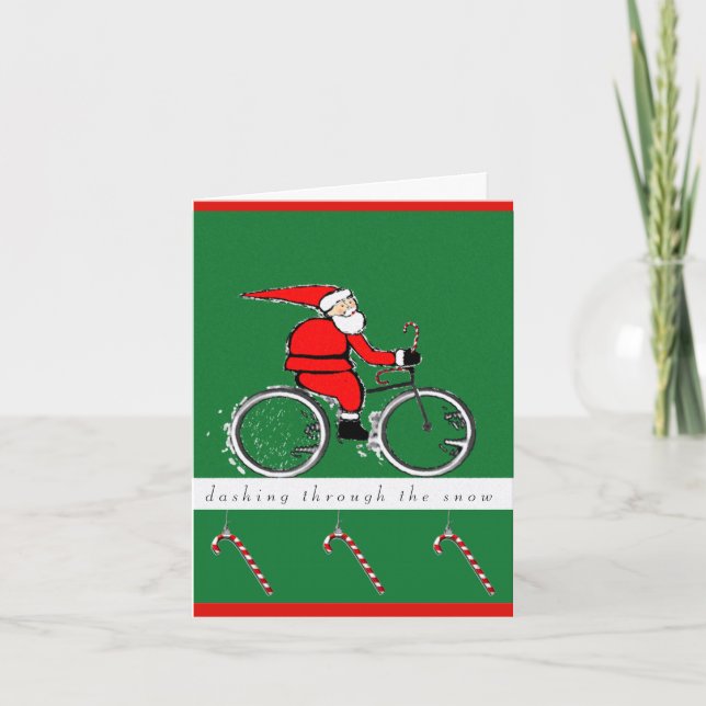 radfahrende Weihnachtskarten Feiertagskarte (Vorderseite)