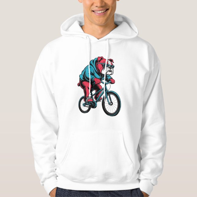 Radfahrender Bulldogge Hoodie (Vorderseite)