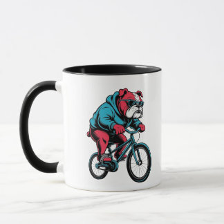 Radfahrender Bulldogge Tasse