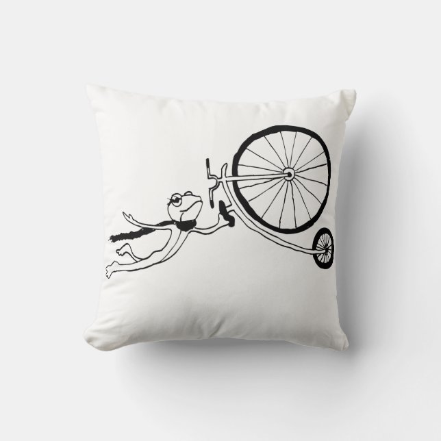 Radfahrender Frosch Kissen (Vorderseite)