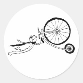 Radfahrender Frosch Runder Aufkleber