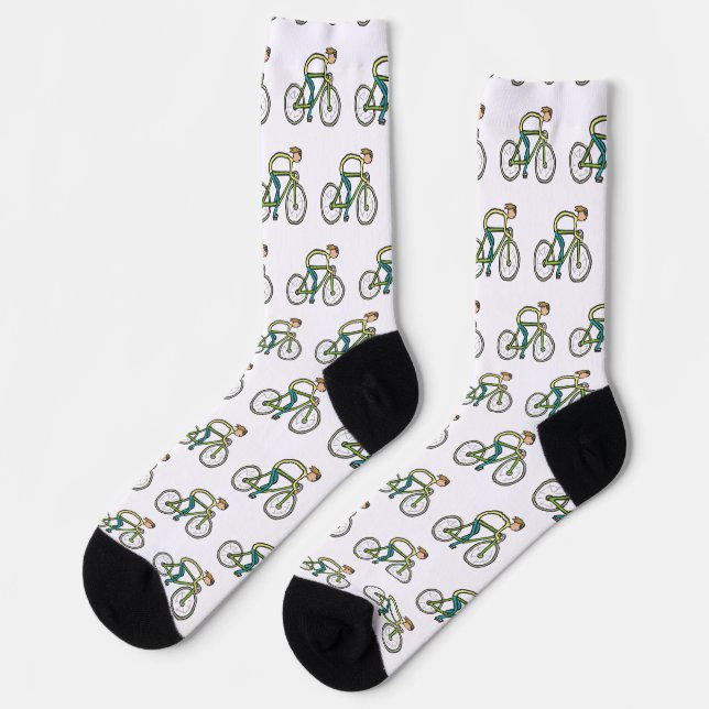 Radfahrender Strichmännchen Socken (Linkes Detail)