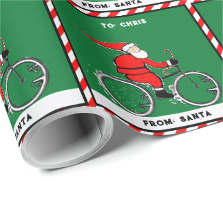 Radfahrender Weihnachtsmann Geschenkpapier