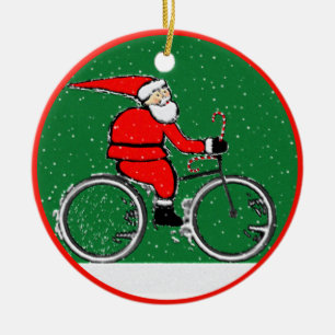 Radfahrender Weihnachtsmann Sammler Keramik-Orname Keramik Ornament