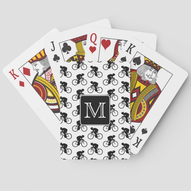 Radfahrenentwurf mit kundenspezifischem Monogramm Spielkarten (Rückseite)