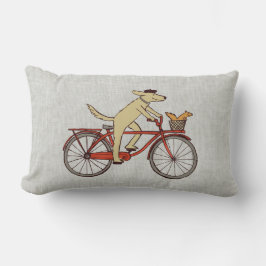 Radfahrenhund mit Eichhörnchen-Freund - Lendenkissen