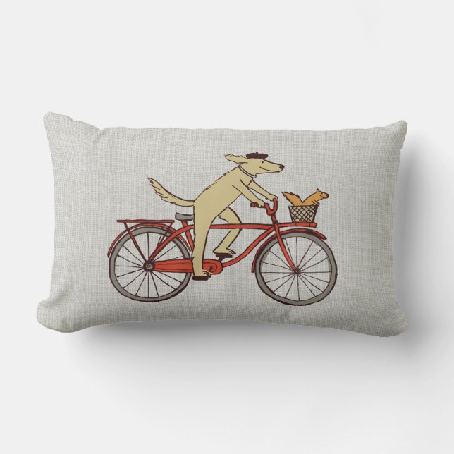 Radfahrenhund mit Eichhörnchen-Freund - Lendenkissen (Vorderseite)