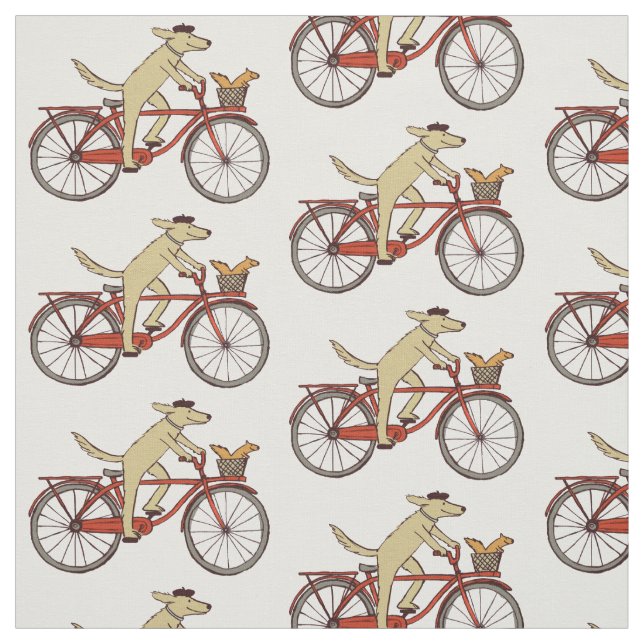 Radfahrenhund mit Eichhörnchen Stoff (Muster)