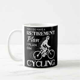 RadfahrenRuhestandsplan-weißes Fahrrad beunruhigt Kaffeetasse