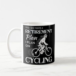 RadfahrenRuhestandsplan-weißes Fahrrad beunruhigt Kaffeetasse