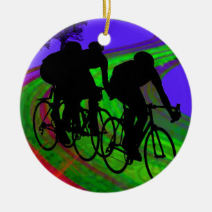 Radfahrentrio auf Band-Straße Keramikornament