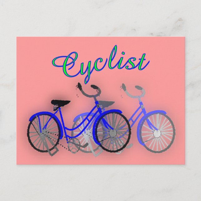Radfahrer (1950 Fahrrad) Aquarell zeichnend Design Postkarte (Vorderseite)