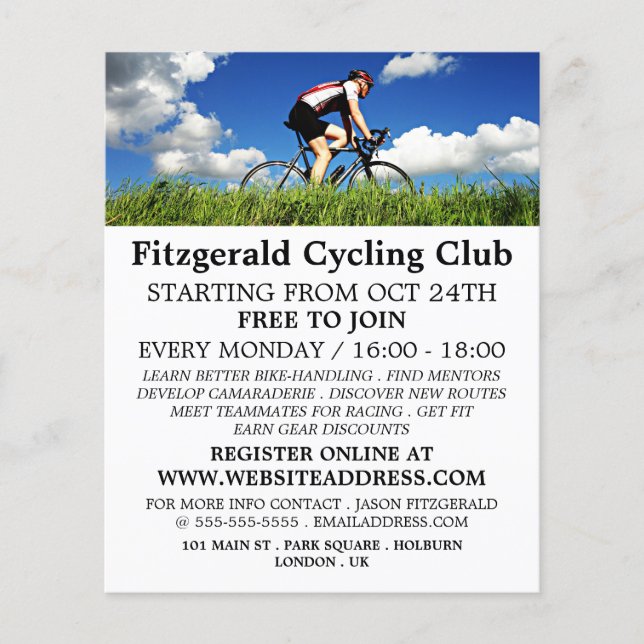 Radfahrer auf Gras, Radklub Werbung Flyer (Vorne)