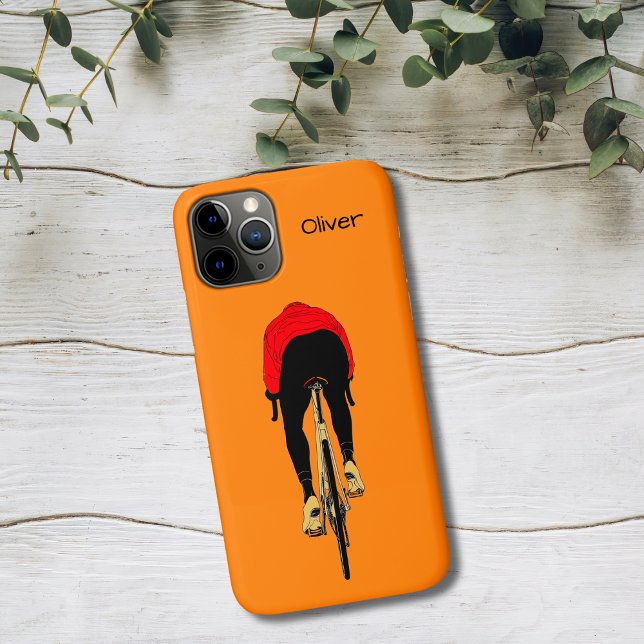 Radfahrer auf orangefarbenem Hintergrund Case-Mate iPhone Hülle (Von Creator hochgeladen)