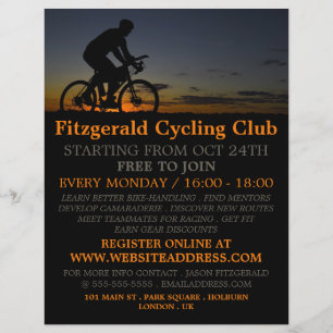Radfahrer bei Nacht, Flyer für Werbung im Cycling 
