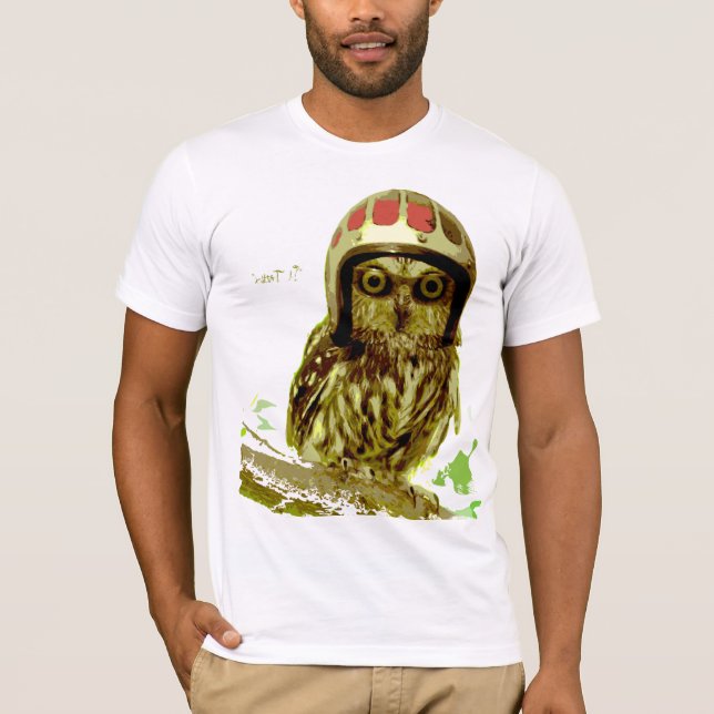 Radfahrer-Eule mit Sturzhelm T-Shirt (Vorderseite)