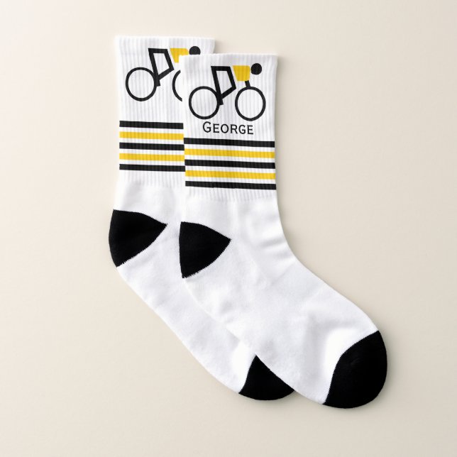 Radfahrer fahren mit schwarzen, gelben Streifen Socken (Paar)