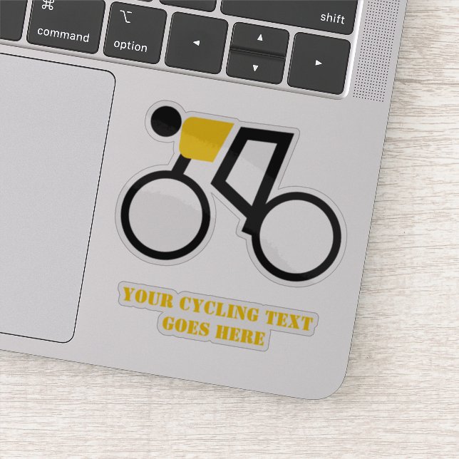 Radfahrer fahren mit seinem Fahrrad schwarz-gelb Aufkleber (Detail)