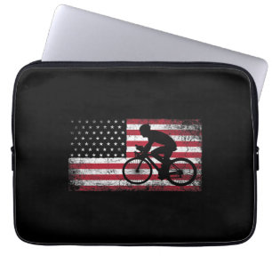 Radfahrer Fahrradfahrer - Amerikanische Flagge am  Laptopschutzhülle