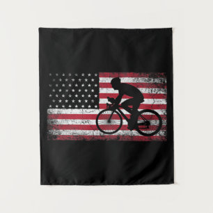 Radfahrer Fahrradfahrer - Amerikanische Flagge am Wandteppich