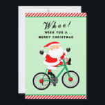 Radfahrer Feiertagskarte<br><div class="desc">Kreative Weihnachtskarten für Radfahrer mit lustigem Santa Biker auf einem Fahrrad.</div>
