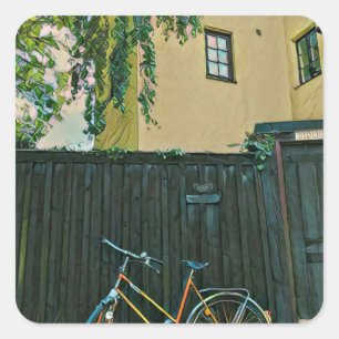 Radfahrer geben Ideen Quadratischer Aufkleber