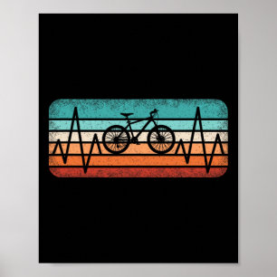 Radfahrer Herzschlag Fahrrad Mountainbike Retro Poster