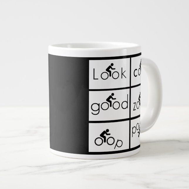 Radfahrer Humor Jumbo-Tasse (Vorderseite Rechts)