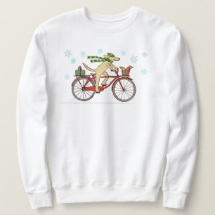 Radfahrer Hund und Eichhörnchen Whimsical Winterur Sweatshirt