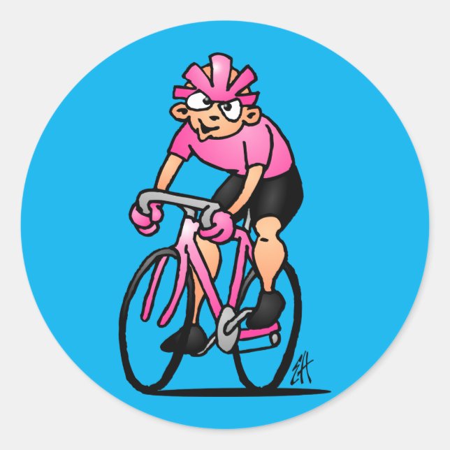 Radfahrer in der Maglia Rosa Runder Aufkleber (Vorderseite)