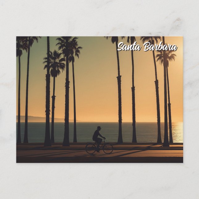 Radfahrer in Santa Barbara Kalifornien Postkarte (Vorderseite)