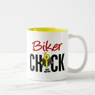 Radfahrer-Küken Zweifarbige Tasse