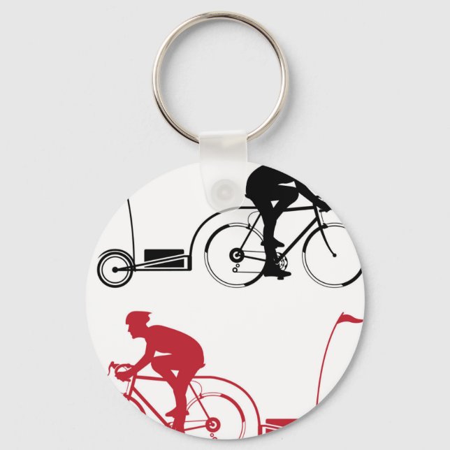 Radfahrer mit Anhänger Schlüsselanhänger (Vorderseite)