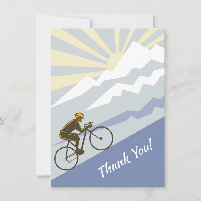 Radfahrer mit dem Sun Road Bike auf dem Berg Dankeskarte (Vorderseite)