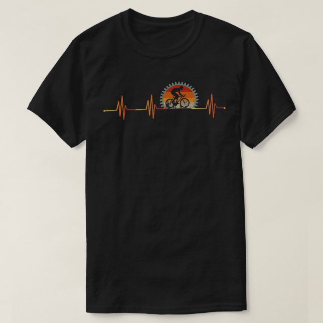 Radfahrer mit Herzschlag T-Shirt (Design vorne)