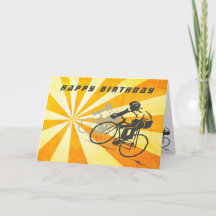 Radfahrer mit Retro Sunburst Bike Geburtstag