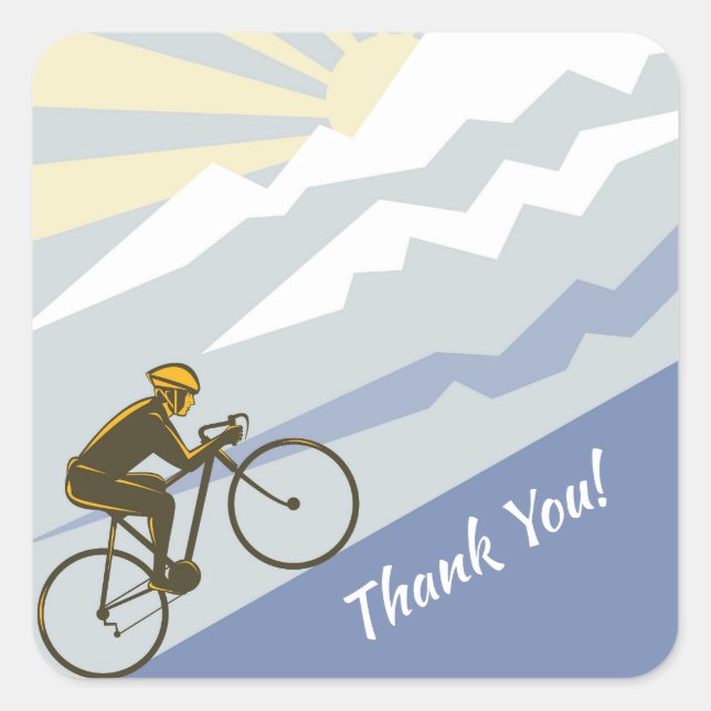 Radfahrer Mountainbike-Tour Danke Quadratischer Aufkleber (Vorderseite)