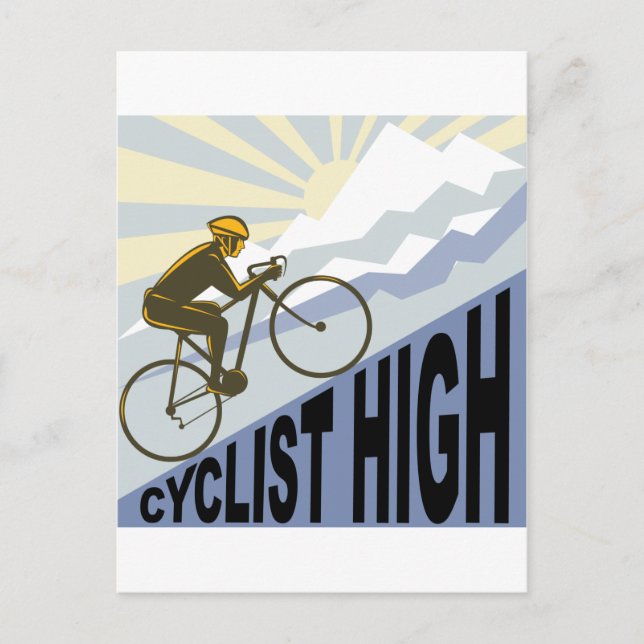 Radfahrer-Rennrad hoch in steilen Berg-Retro-Stil Postkarte (Vorderseite)