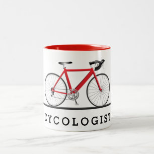 Radfahrer rotes Fahrrad Zweifarbige Tasse